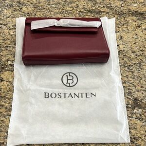 Bostanten Burgundy Leather Clutch